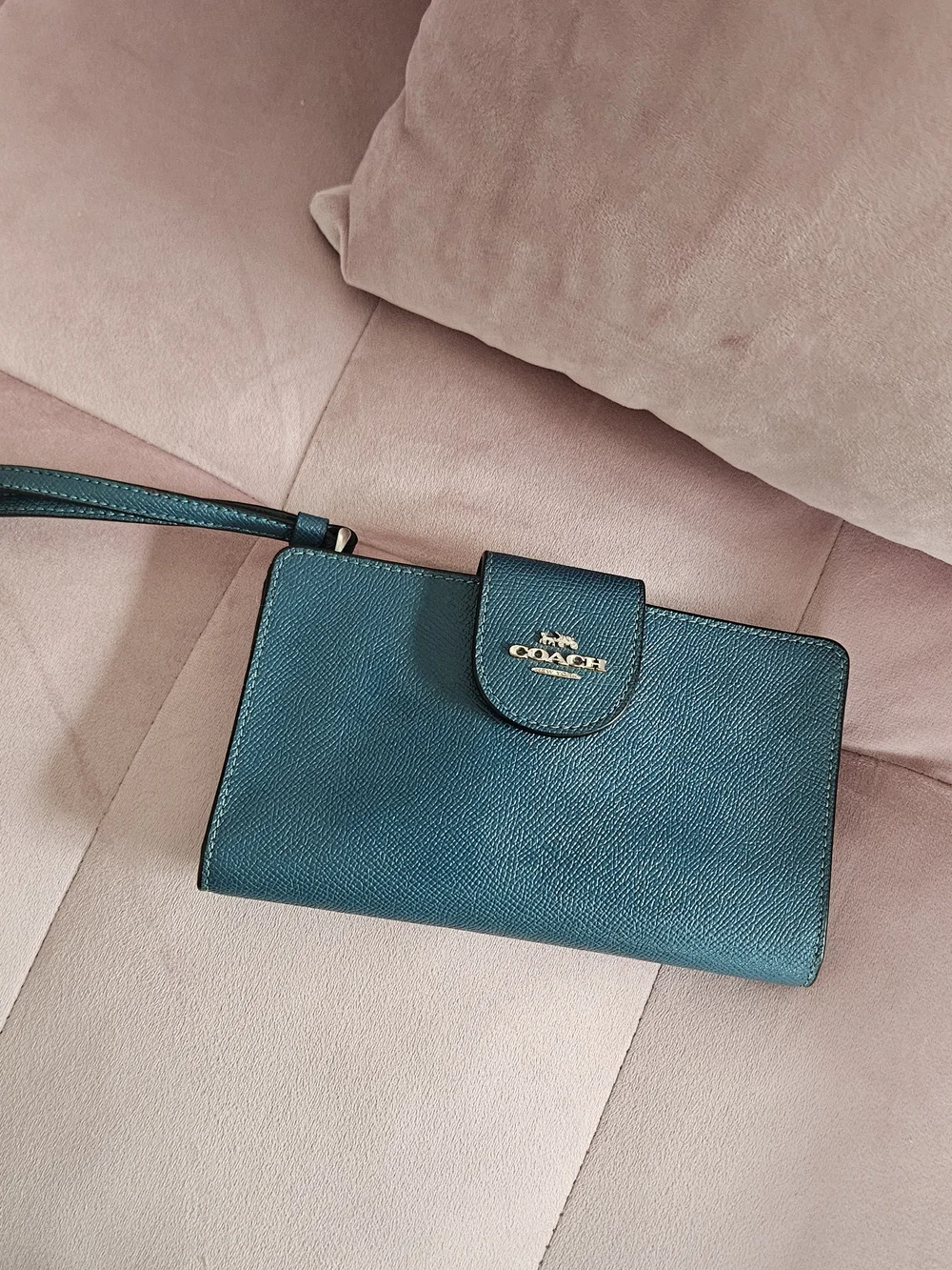 Coach Teal Leather Wristlet Wallet - Coach